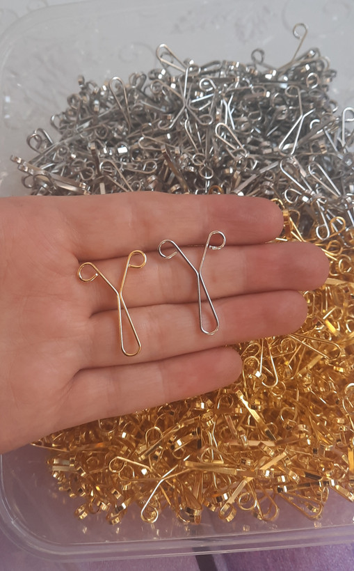 گیره روسری ساده فرفورژه طلایی و نقره ای